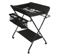 WODFARR Table à Langer Pliante avec Panier de Rangement, Plan a Langer Pliable et Portable,Barrière de sécurité, mousquetons, Impression de Girafe, Ruban de Mesure de la Hauteur-Noir
