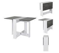 WODFARR Table à manger, table d'appoint pliable, table carrée, table de salle à manger, table de cuisine, en panneau de particules mélaminé, 103 x 76 x 73,4 cm (blanc + couleur béton)