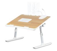 WODFARR Table de Lit pour Ordinateur Portable, Réglable en Hauteur, Plateau de Lit, Pliable, inclinable avec Refroidisseur/Ports USB,pour Canapé/Bureau/Sol,60 * 40 * 26-39cm,Noyer