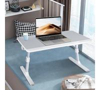 WODFARR Table de Lit pour Ordinateur Portable, Support Réglable en Hauteur et Angle, Platede Lit avec Tiroir et Ports USB, Ventilation, Pliable, Inclinable, 60x40x40 cm (Lampe de Table, Gris, XL)