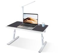 WODFARR Table de Lit pour Ordinateur Portable, Support Réglable en Hauteur et Angle, Platede Lit avec Tiroir et Ports USB, Ventilation, Pliable, Inclinable, 60x40x40 cm (Lampe de Table, Noir, XL)