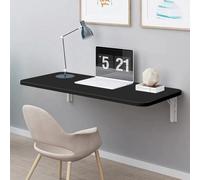 WODFARR Table Pliante Murale, Table Murale Rabattable en Bois, Bureau d'ordinateur Simple pour la Maison,Tableau de densité, Robuste et durab (Noir)
