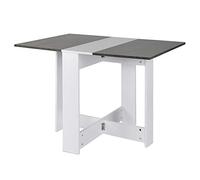 WODFARR Table Pliante Papillon,Table Bar avec Rangements,avec 2 Feuilles Tombantes,Panneau de Particules Très Pratique,103 * 76 * 73.4cm,Blanc+Argile mélangée