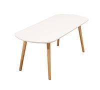 WODFARR Tables Basses Ovale, Table de Salon avec Étagère,Table d’Appoint en Bois,Plateau en Blanc,110 * 50 * 45cm,Blanc