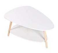 WODFARR Tables Basses Ovale, Table de Salon avec Étagère,Table d’Appoint en Bois,Plateau en Blanc,90 * 60 * 40cm Ovale,Blanc