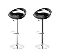 WODFARR Tabourets de Bar Lot de 2 en ABS Plastique, Chaise de Bar, Pivotants Tabouret Bar Réglage en Hauteur 55 à 75cm, pour Patio Bar Salon Petit Déjeuner-Noir