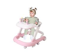 WODFARR Trotteur Bébé Musical 2-en-1, Réglage de la Hauteur, Plateau d'Activités Amovible, Trotteur Bébé Facilement Pliable, De 6 à 18 mois, Vitesse de la Roue Arrière Réglable (Rose, 53x68x50 cm)