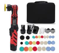 WODHMIEY Ensemble de polisseuse mini sans fil 12V - 6 vitesses, 5 mm et 12 mm d’excentricité, moteur sans balais, 2x batterie 2000 mAh, système de changement rapide pour l’entretien des véhicules, les