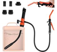 WODHMIEY Pompe à huile et liquide électrique avec arrêt automatique, tuyau flexible d'admission et de sortie, 3 adaptateurs pour essence, fuel, eau, aquarium, jerrican de 10 à 25 L, à piles