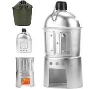 wodjcks Ensemble de 4 gourdes Militaires, kit de Pochettes pour réchaud, Batterie de Cuisine Portable en Aluminium, Gourde Pathfinder en métal pour Camping, randonnée et Aventures de Survie(Set A)