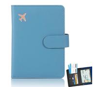 wodjcks Portefeuille de Voyage Anti-RFID, Porte-Passeport avec emplacements pour Cartes Airtag, Poche à Billets, étui en Cuir de qualité supérieure pour Passeport, pour Femmes et Hommes(Blue)