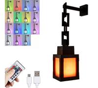 wodjcks Veilleuse Lanterne pixelisée, veilleuse Murale LED 16 Couleurs, avec Interrupteur Tactile et télécommande, Lampe de Table et Murale Rechargeable pour Chambre, Jeux, Enfants