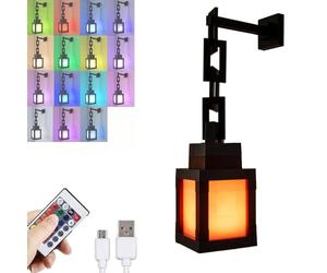 wodjcks Veilleuse Lanterne pixelisée, veilleuse Murale LED 16 Couleurs, avec Interrupteur Tactile et télécommande, Lampe de Table et Murale Rechargeable pour Chambre, Jeux, Enfants