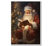 Wodkodnxy Zhangboboart Toile Murale Vintage de Noël, Père Noël Lisant des Photos, Poster Santa Photo, Décorations Murales, Cadeaux, 61 x 91,4 cm