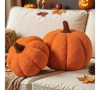 Wodouyzi Coussin décoratif en peluche Sherpa douce pour l'automne, l'Action de grâce et l'automne, décoration d'intérieur en forme de citrouille pour canapé, chambre à coucher et salon (20 cm, orange)