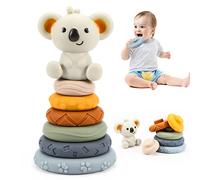 Wodovia Tour Souple Empilable Jouet Sensoriel Eveil Dentition pour bébé, Cercle de Nidification avec Figurine de Chevaux, Jeux Educatif Montessori Cadeaux pour Bebe 6 9 12 Mois