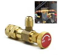 Wodsty Adaptateur de charge en alliage de cuivre R22 R410A, connecteur de valve de sécurité de 6,35 mm à 0,6 cm pour service AC, outil de réfrigération haute résistance avec faible perte