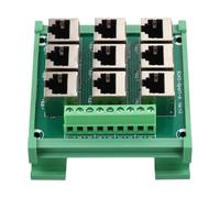 Wodsty Adaptateur RJ45 vers borne 9 ports 8P8C Ethernet Breakout Board pour montage rail DIN RS485 DMX512 Vert