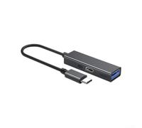 Wodsty Adaptateur USB C 2 en 1 en aluminium 60 W PD Charge rapide 5 Gbps Transfert de données pour ordinateur portable OTG Tablette Smartphone Gris (noir)