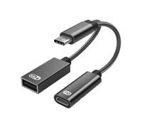 Wodsty Adaptateur USB vers USB compact 60 W PD fonction de charge OTG 480 | Adaptateur USB 2 en 1, charge rapide PD 60 W, transfert de données OTG, alliage d'aluminium, gris, USB compact