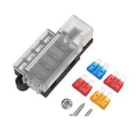 Wodsty Boîte à fusibles à 4 interrupteurs avec couvercle transparent, support de terminal 12 V-32 V pour fusibles ATO/ATC, 100 A max combiné, 30 A par circuit, bornes en cuivre étamé