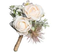 Wodsty Broche de poignet en rose naturelle et vélin sur un P | Bracelet de perles pour demoiselles d'honneur - Avec fleur de poignet - Pour demoiselles d'honneur - Rose champagne