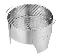 Wodsty Campfire Grill Barbecue à charbon de bois pour camping en plein air, barbecue portable en acier inoxydable avec design compact 40 x 23,6 cm, argenté