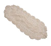 Wodsty Chemin de table ovale blanc pour table de salle à manger, napperon en coton crocheté avec dentelle florale, 30 x 70 cm, décoration vintage ajourée faite à la main (1 pièce)