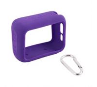Wodsty Coque de protection en silicone pour JBL Go 4, coque antichoc avec clip mousqueton, découpes précises, bleu foncé (violet)