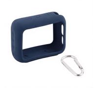 Wodsty Coque de protection en silicone pour JBL Go 4, coque antichoc avec clip mousqueton, découpes précises, bleu foncé