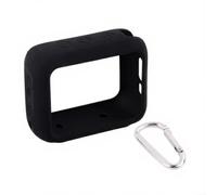 Wodsty Coque portable en silicone pour haut-parleur JBL Go 4, coque résistante aux chocs avec mousqueton, protection légère avec ouvertures précises (noir)