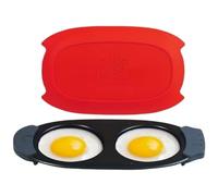Wodsty Cuiseur à œufs à chaleur rapide avec deux chambres pour des petits déjeuners rapides et sans désordre - Rouge, 20 x 10 x 3 cm, silicone, anti-adhésif, design portable