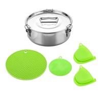 Wodsty Cuiseur vapeur en acier inoxydable pour autocuiseur, 19,5 x 19,5 x 7,5 cm, multi-usages, pour riz, légumes, viande, passe au lave-vaisselle avec accessoires en silicone