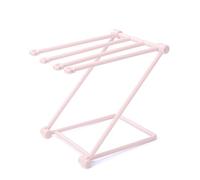 Wodsty Égouttoir pliable avec 4 barres pour serviettes et tasses, autoportant pour comptoir de cuisine et de salle de bain, rose, bleu, gris
