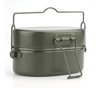 Wodsty Ensemble de casseroles de camping en aluminium avec poêle à frire et cuiseur vapeur 1 L multifonction pour randonnée, pique-nique et camping en plein air Noir/vert/argenté