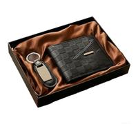 Wodsty Ensemble élégant de lunettes de soleil et portefeuille pour homme | Lot de 3 porte-clés avec lunettes, porte-monnaie, idée cadeau idéale, design noir, pour papa, amis