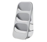 Wodsty Étagère à couverts à 3 étages avec trous de drainage, cuillère, fourchette, couteau vertical, organiseur pour ustensiles de cuisine, 15 x 16 x 33 cm, gris