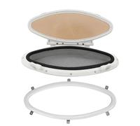 Wodsty Hublot ovale à ouverture vers l'intérieur 470 x 210 mm avec moustiquaire, cadre en ABS de qualité marine, épaisseur de 10 à 40 mm, poignée de verrouillage étanche pour bateau, yacht
