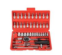 Wodsty Jeu de 46 douilles 1/4" et cliquet avec clé dynamométrique et mallette de rangement pour réparation et entretien de voiture