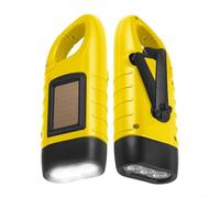 Wodsty Lampe de poche solaire à manivelle avec LED, lampe torche portable rechargeable pour le camping, la randonnée, charge solaire de 30 minutes, noir (jaune citron)