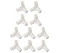 Wodsty Lot de 10 connecteurs en T pour mât de tente, joints fixes à 3 voies pour auvent de camping, diamètre intérieur 16 mm, accessoires en plastique blanc (tee à 90 degrés)