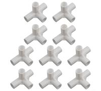 Wodsty Lot de 10 connecteurs en T pour mât de tente, joints fixes à 3 voies pour auvent de camping, diamètre intérieur 16 mm, accessoires en plastique blanc (croix à 90 degrés)