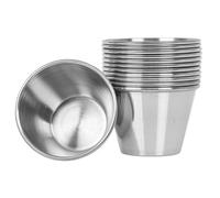 Wodsty Lot de 12 tasses à sauce en acier inoxydable de 70,9 g - 3,6 cm de hauteur - Récipients à condiments pour ketchup mayonnaise ranch - Argent