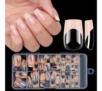 Wodsty Lot de 120 ongles français à presser - Moyen long (B) | Application facile à faire soi-même à la maison, rapide et sûre avec de la colle à ongles, économise les coûts de salon de