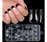 Wodsty Lot de 120 ongles français à presser - Moyen long (C) | Application facile à faire soi-même à la maison, rapide et sûre avec de la colle à ongles, économise les coûts de salon de