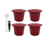 Wodsty Lot de 2/3/4 filtres à capsules réutilisables pour machines Nespresso OriginalLine avec cuillère et brosse, noir/rouge/café