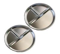 Wodsty Lot de 2 assiettes divisées rondes en acier inoxydable de 22,9 cm - Plateau alimentaire à 3 sections pour le contrôle des portions, assiettes à dîner réutilisables, idéales pour la maison