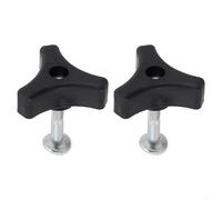 Wodsty Lot de 2 écrous et boulons de poignée en plastique à triple angle pour tondeuse à gazon, longueur 50 mm, vis noire avec écrou argenté, pièces de rechange