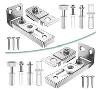 Wodsty Lot de 2 kits de réparation de quincaillerie de porte à deux volets, pivots supérieurs/inférieurs en acier au carbone et roues de guidage pour portes intérieures jusqu'à 22,7 kg
