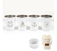 Wodsty Lot de 4 tasses empilables en acier inoxydable 304 pour camping et pique-niques avec sac fourre-tout 350 ml, couleurs assorties